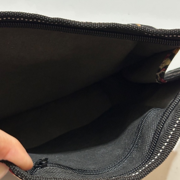 Anna Sui Floral Linen Mini Clutch Bag Cosmetic Bag Black - Picture 7 of 10